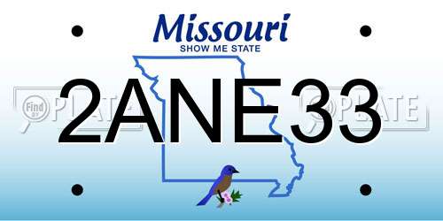 2ANE33 Missouri License Plate