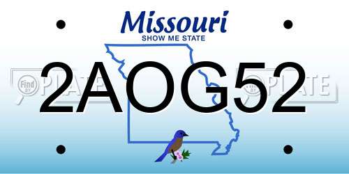 2AOG52 Missouri License Plate