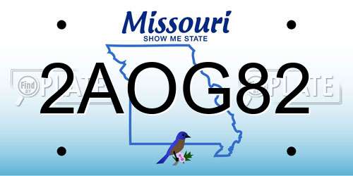 2AOG82 Missouri License Plate