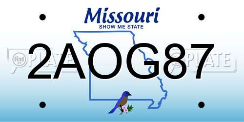 2AOG87 Missouri License Plate