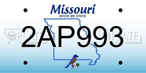 2AP993 Missouri License Plate