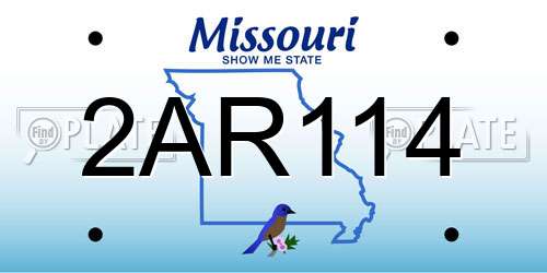 2AR114 Missouri License Plate