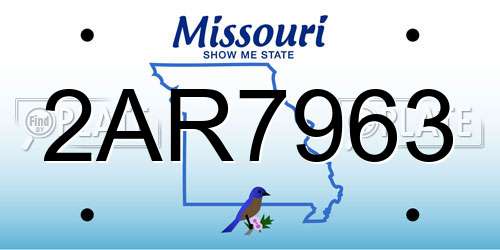 2AR7963 Missouri License Plate