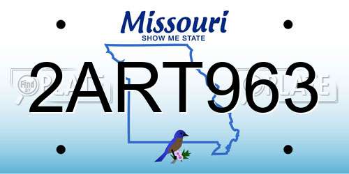 2ART963 Missouri License Plate