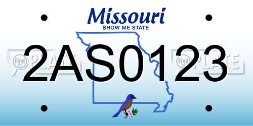 2AS0123 Missouri License Plate