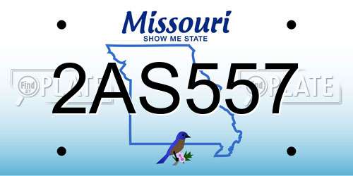 2AS557 Missouri License Plate