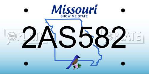 2AS582 Missouri License Plate