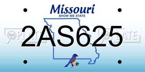 2AS625 Missouri License Plate