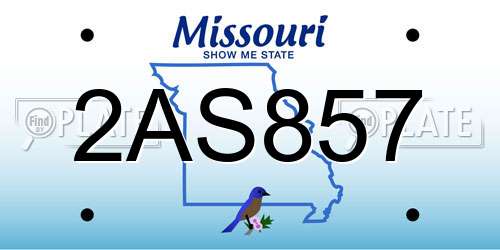 2AS857 Missouri License Plate