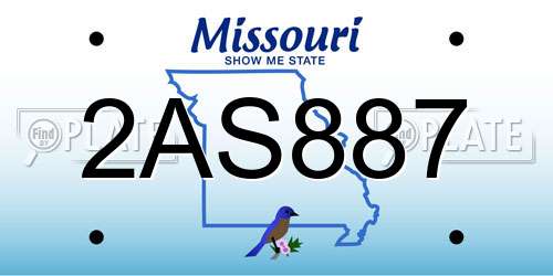 2AS887 Missouri License Plate