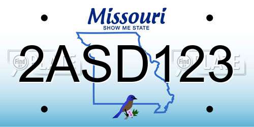 2ASD123 Missouri License Plate
