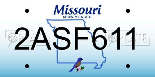 2ASF611 Missouri License Plate