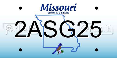 2ASG25 Missouri License Plate