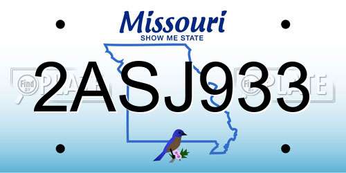 2ASJ933 Missouri License Plate