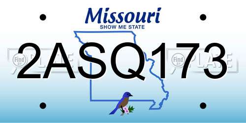2ASQ173 Missouri License Plate