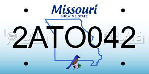 2ATO042 Missouri License Plate