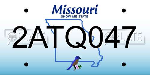2ATQ047 Missouri License Plate