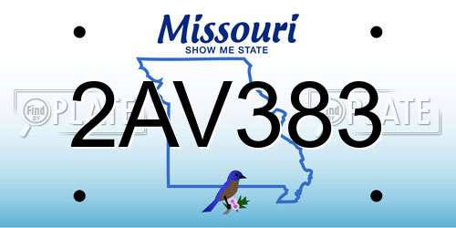 2AV383 Missouri License Plate