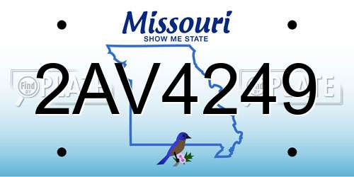 2AV4249 Missouri License Plate
