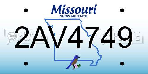 2AV4749 Missouri License Plate