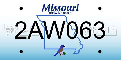 2AW063 Missouri License Plate