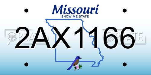 2AX1166 Missouri License Plate