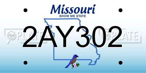 2AY302 Missouri License Plate