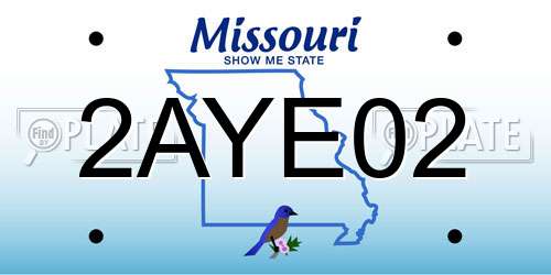 2AYE02 Missouri License Plate