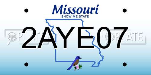 2AYE07 Missouri License Plate