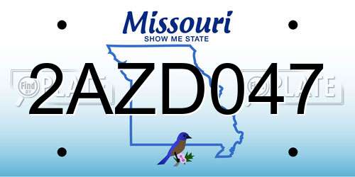 2AZD047 Missouri License Plate
