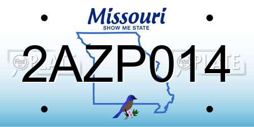 2AZP014 Missouri License Plate