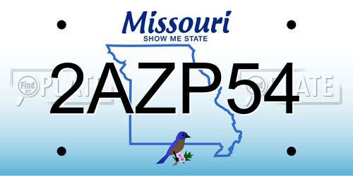 2AZP54 Missouri License Plate