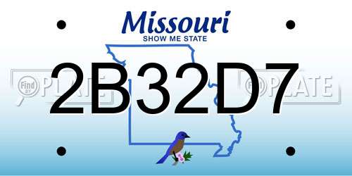 2B32D7 Missouri License Plate