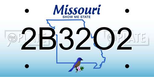 2B32O2 Missouri License Plate