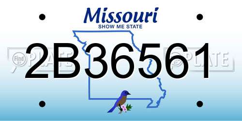 2B36561 Missouri License Plate