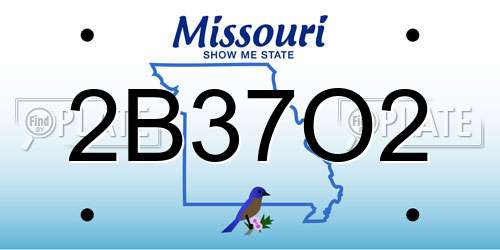 2B37O2 Missouri License Plate