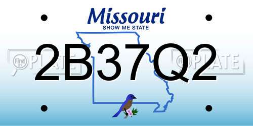 2B37Q2 Missouri License Plate