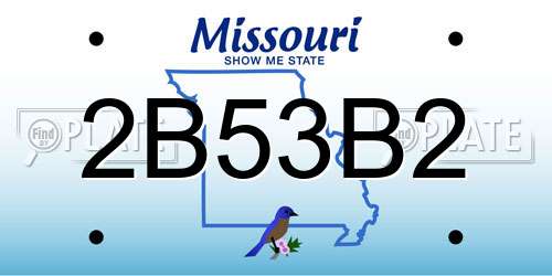 2B53B2 Missouri License Plate