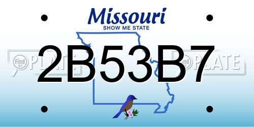 2B53B7 Missouri License Plate