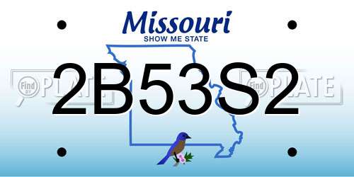 2B53S2 Missouri License Plate