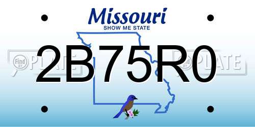 2B75R0 Missouri License Plate