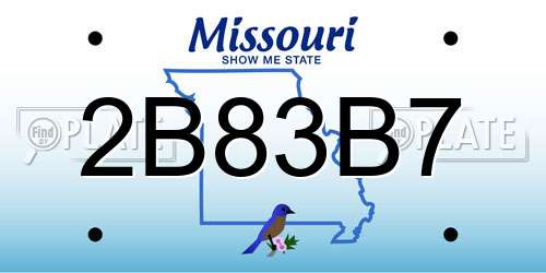 2B83B7 Missouri License Plate