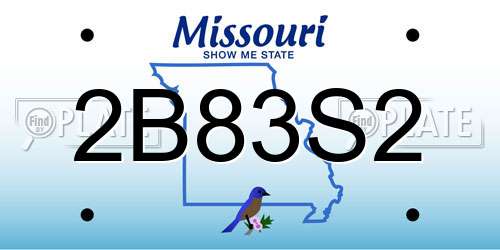 2B83S2 Missouri License Plate