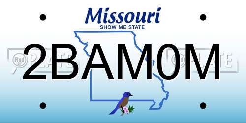 2BAM0M Missouri License Plate