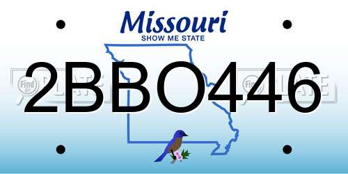 2BBO446 Missouri License Plate