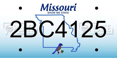 2BC4125 Missouri License Plate