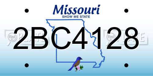 2BC4128 Missouri License Plate