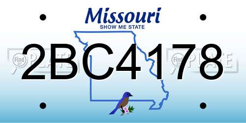 2BC4178 Missouri License Plate