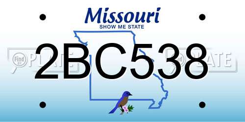 2BC538 Missouri License Plate