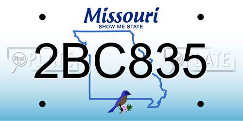 2BC835 Missouri License Plate